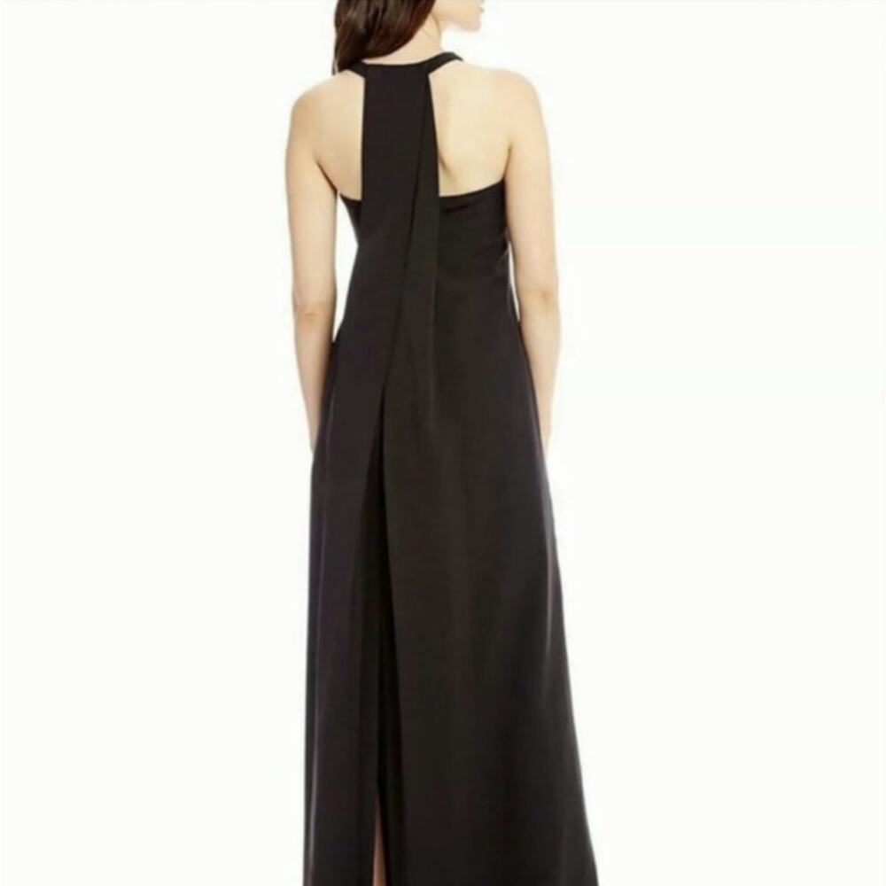 Badgley Mischka Embroidered Sequin Front Black sleeveless Maxi Dress Size 2 - Picture 3 of 9